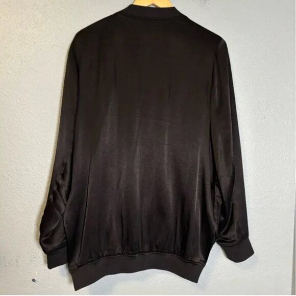 Universal Standard Carmen Satin Bomber Jacket Black 22/24 - Picture 6 of 10